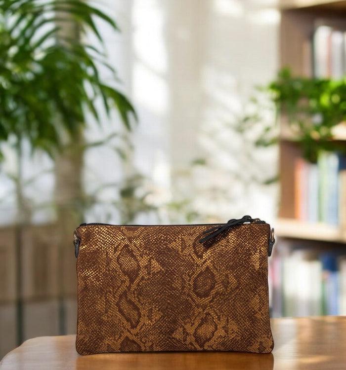 Antoinette Ameska Pochette LOUXOR Noir/Lézard Bronze