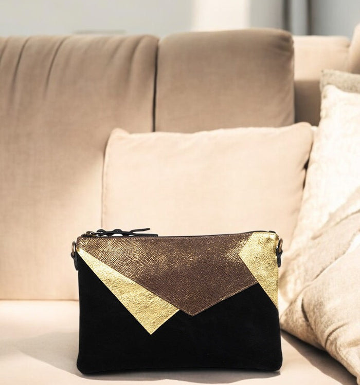 Antoinette Ameska Pochette LOUXOR Noir/Lézard Bronze