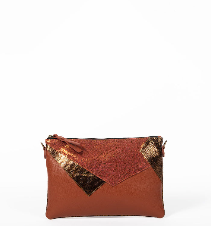 Antoinette Ameska Pochette LOUXOR Tabac/Lézard Rouille