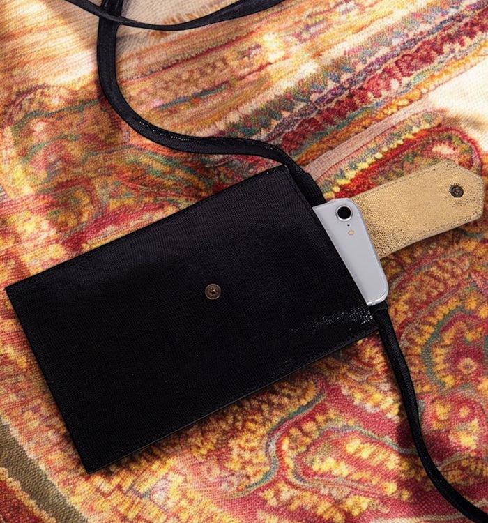 Antoinette Ameska Pochette Téléphone TEMARA Ambre/Lézard Tabac