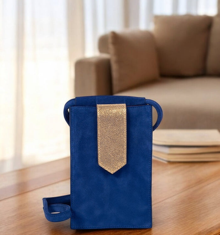 antoinette ameska Pochette Téléphone TEMARA Bleu Electrique/Or