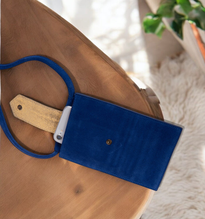 Antoinette Ameska Pochette Téléphone TEMARA Bleu Paillette/argent