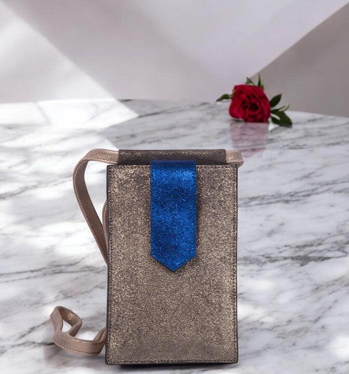 Antoinette Ameska Pochette Téléphone TEMARA Bleu Paillette/argent