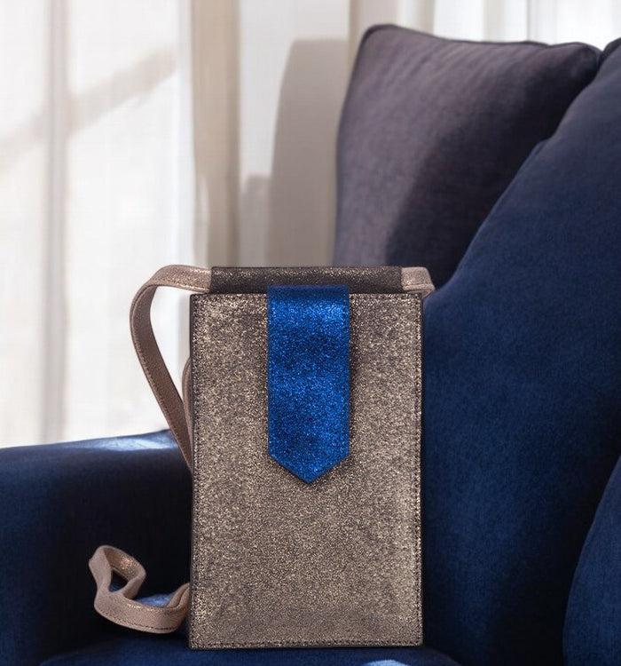 antoinette ameska Pochette Téléphone TEMARA bleu paillette/argent