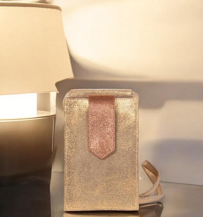antoinette ameska Pochette Téléphone TEMARA Lézard Or/Ambre