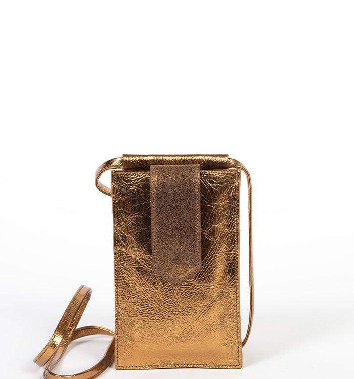 Antoinette Ameska Pochette Téléphone TEMARA Métal Doré