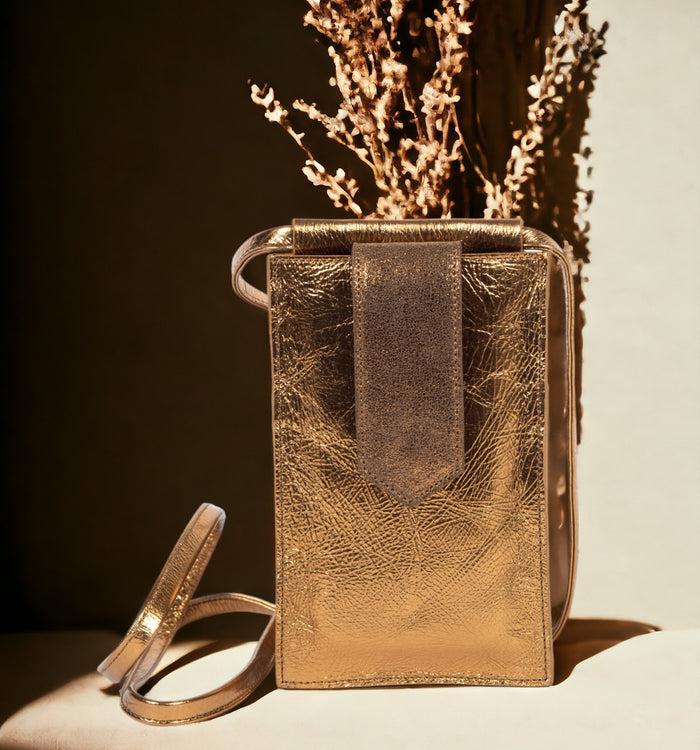 antoinette ameska Pochette Téléphone TEMARA Métal Doré
