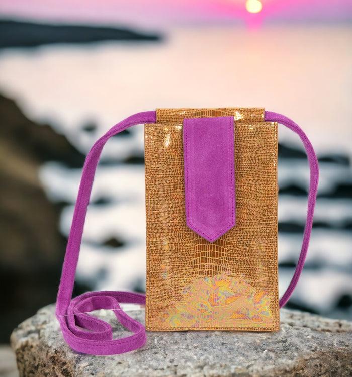 Antoinette Ameska Pochette Téléphone TEMARA Moutarde Hologramme