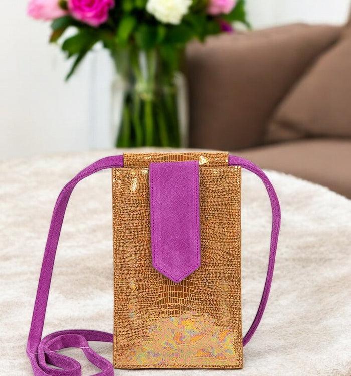 Antoinette Ameska Pochette Téléphone TEMARA Moutarde Hologramme