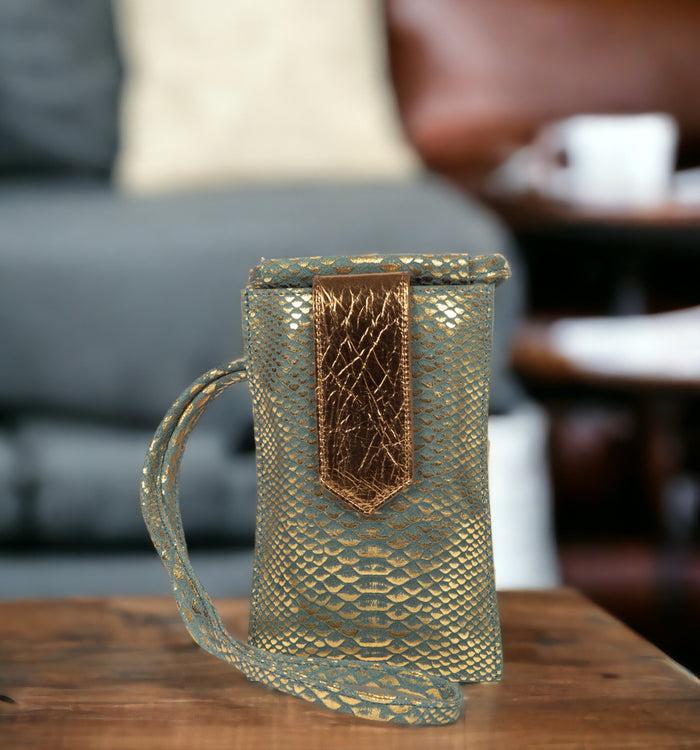 Antoinette Ameska Pochette Téléphone TEMARA Python Sauge