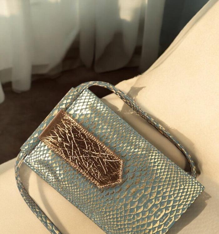 antoinette ameska Pochette Téléphone TEMARA Python Sauge