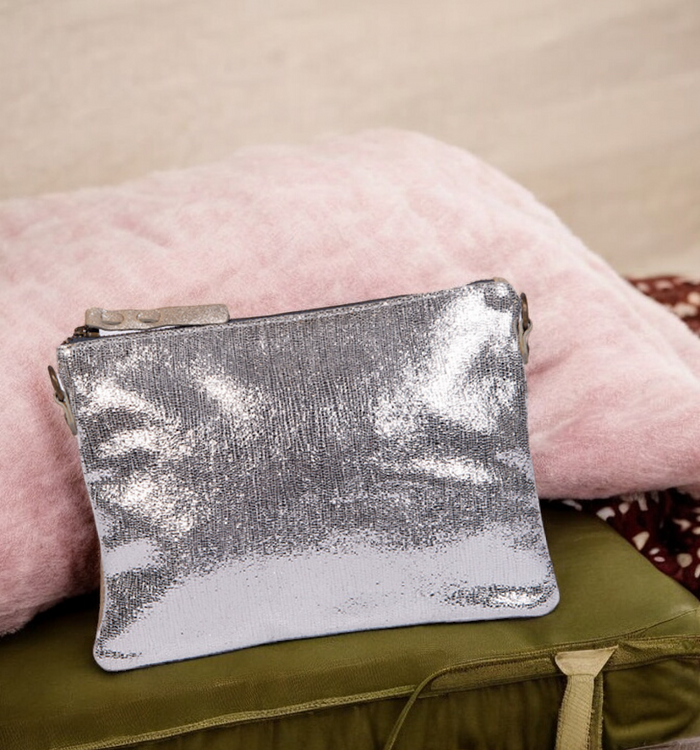 antoinette ameska Pochette ZANZIBAR Argent/Paillette Argent