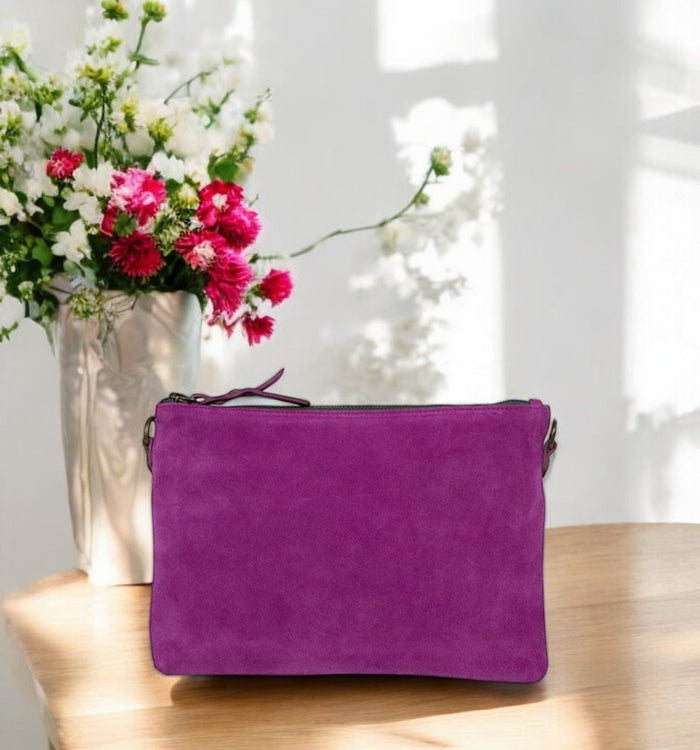 Antoinette Ameska Pochette ZANZIBAR Fuchsia/Craquelé Vert