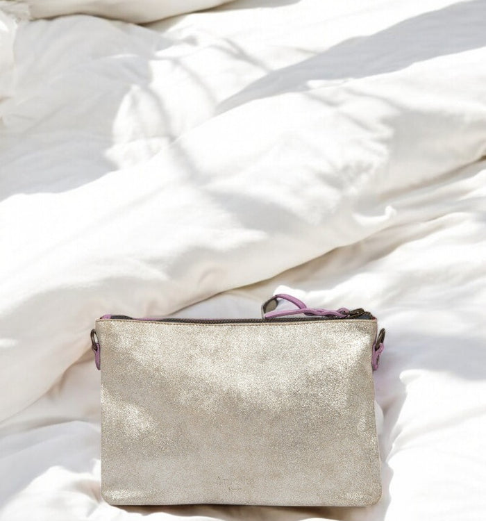 Antoinette Ameska Pochette ZANZIBAR Parme/Paillette Argent