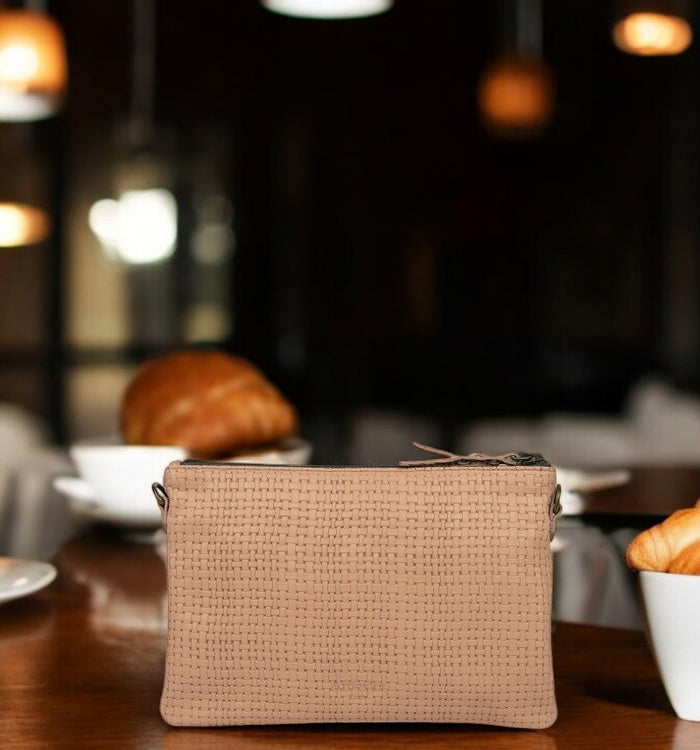 Antoinette Ameska Pochette ZANZIBAR Python Rose/Tresse Rose