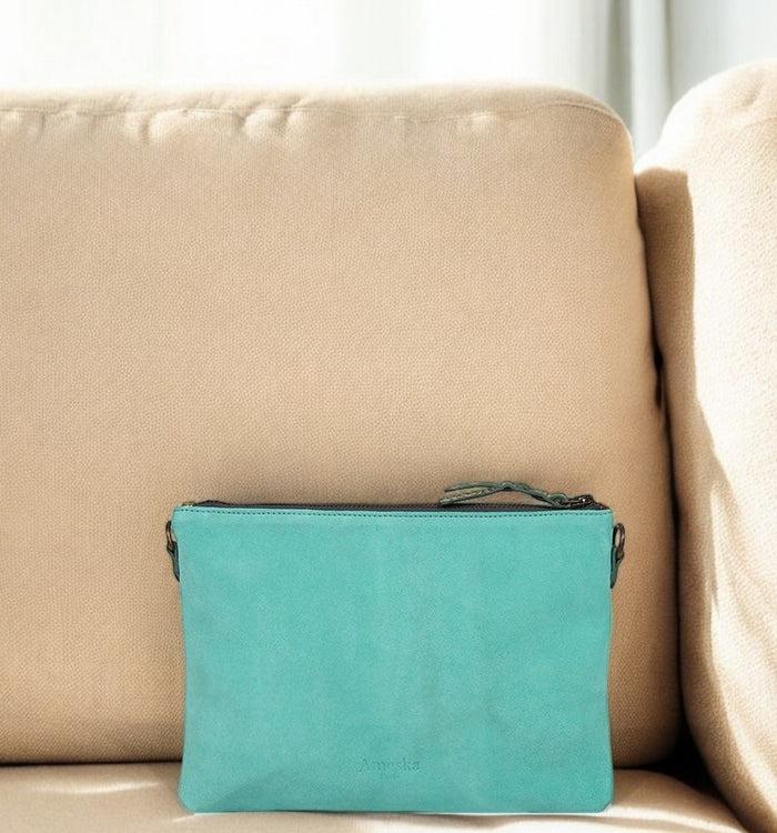 Antoinette Ameska Pochette ZANZIBAR Python Vert Sauge/Turquoise