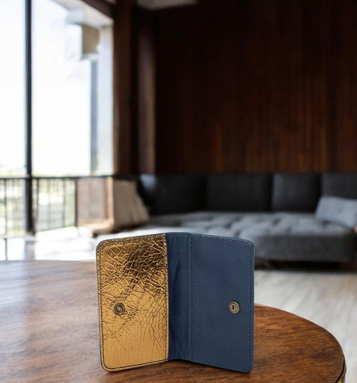 Antoinette Ameska Porte-carte BILBAO Bleu Foncé/Bronze