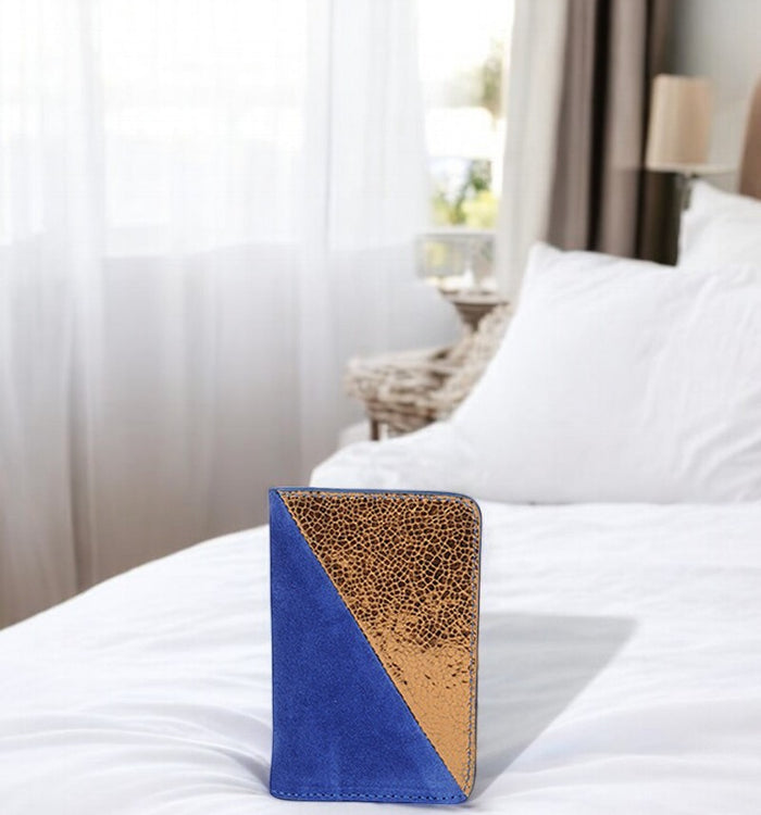 antoinette ameska Porte-carte BILBAO Bleu Indigo/Craquelé Or