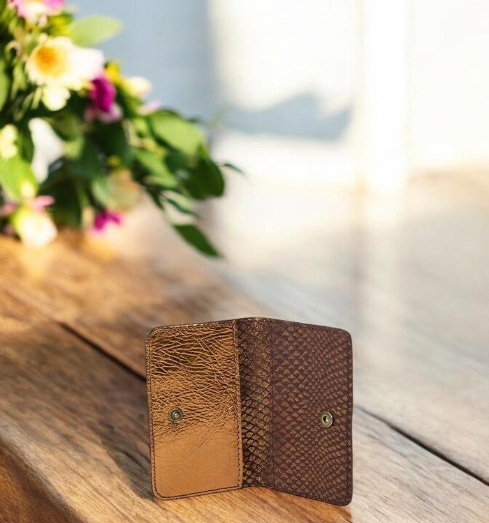 Antoinette Ameska Porte-carte BILBAO Bordeaux Python/Bronze