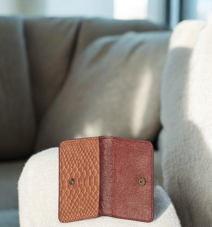 Antoinette Ameska Porte-carte BILBAO Bordeaux/ Rose Python