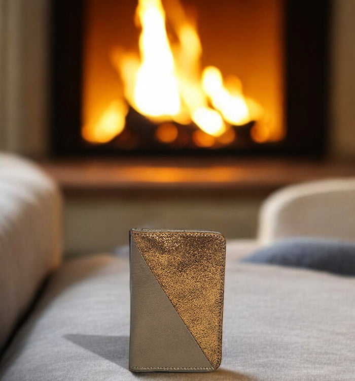 antoinette ameska Porte-carte BILBAO Bronze Métal/Paillette Bronze