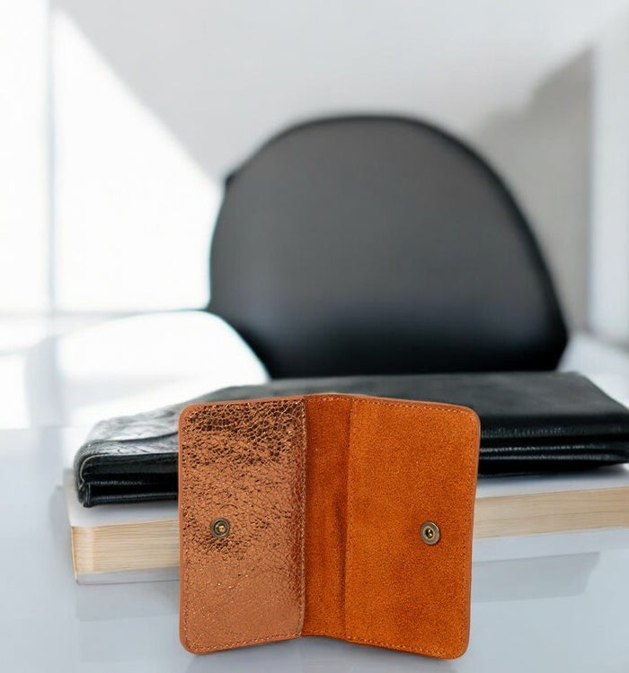 Antoinette Ameska Porte-carte BILBAO Camel/Craquelé Bronze