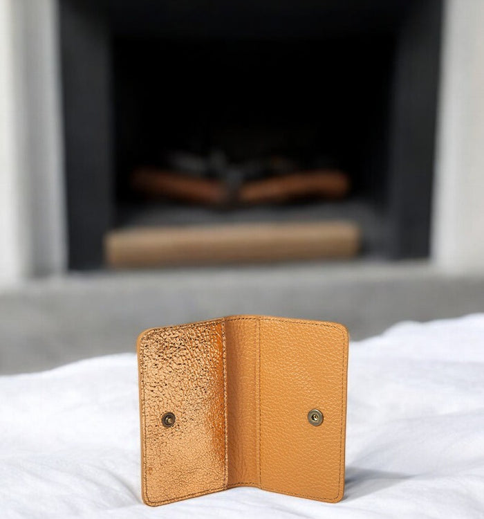 Antoinette Ameska Porte-carte BILBAO Camel/Métal Or