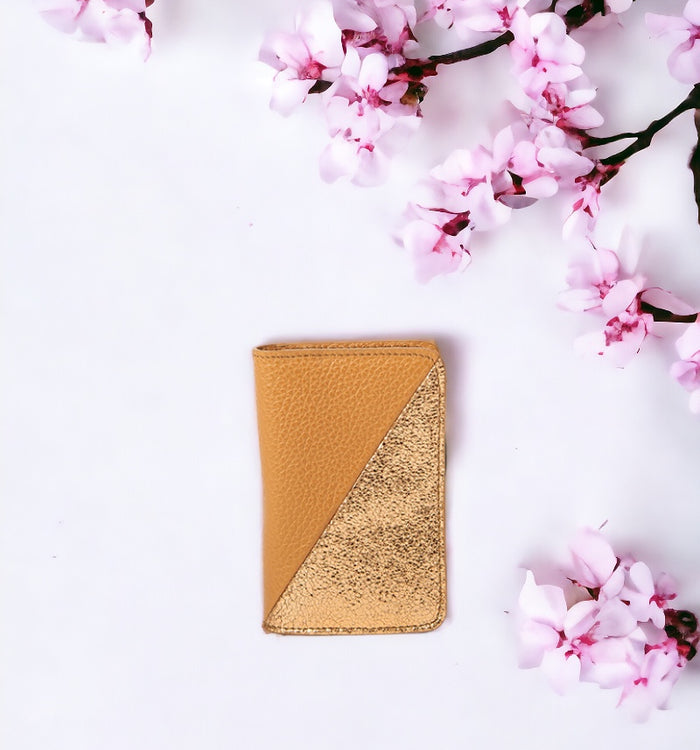 Antoinette Ameska Porte-carte BILBAO Camel/Métal Or