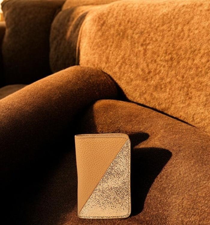 antoinette ameska Porte-carte BILBAO Camel/Métal Or