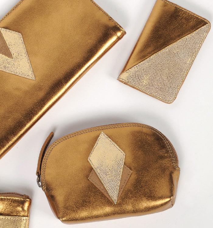 Antoinette Ameska Porte-carte BILBAO Doré/Lézard Or