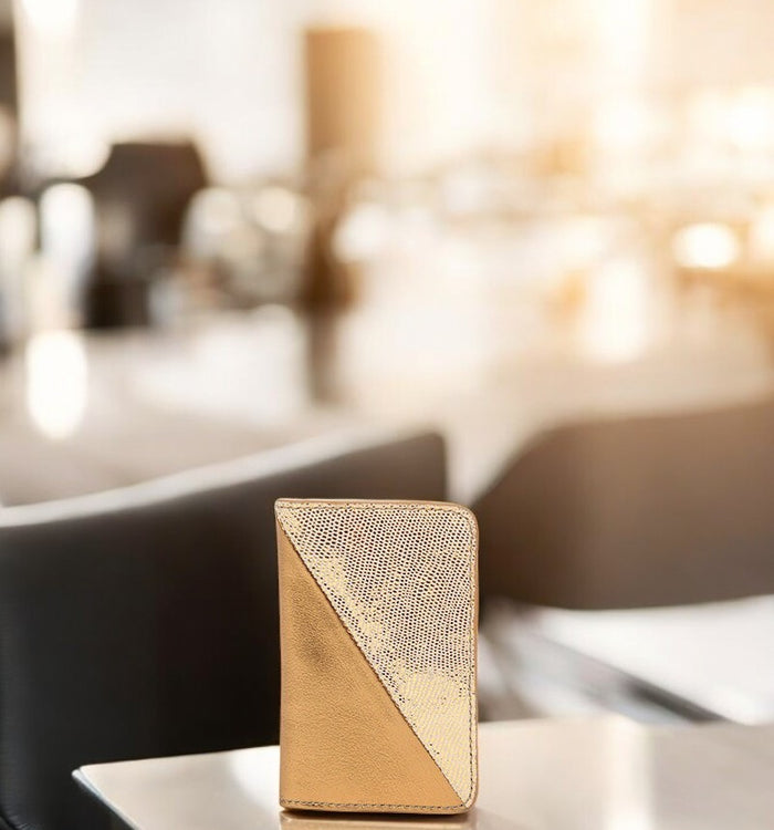 antoinette ameska Porte-carte BILBAO Doré/Lézard Or