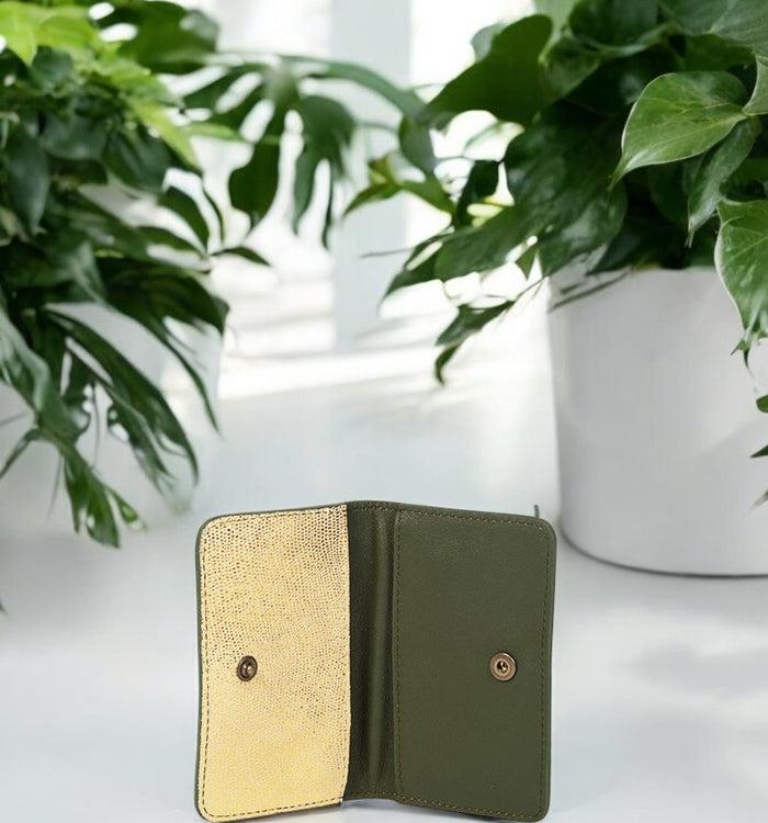 Antoinette Ameska Porte-carte BILBAO Kaki/Lézard Or