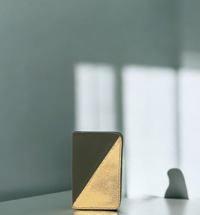 Antoinette Ameska Porte-carte BILBAO Kaki/Lézard Or