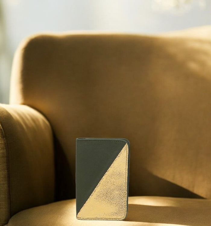 antoinette ameska Porte-carte BILBAO Kaki/Lézard Or