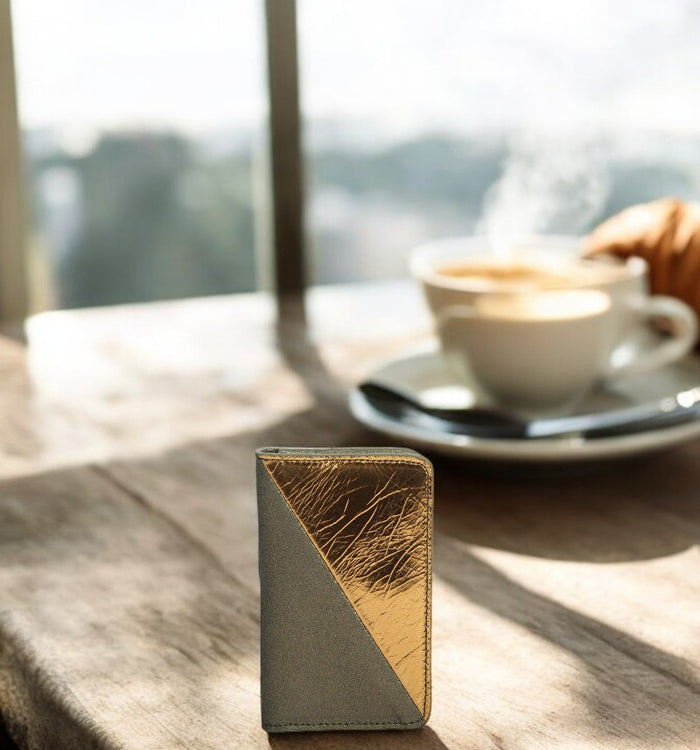 antoinette ameska Porte-carte BILBAO Kaki Paillette/Bronze