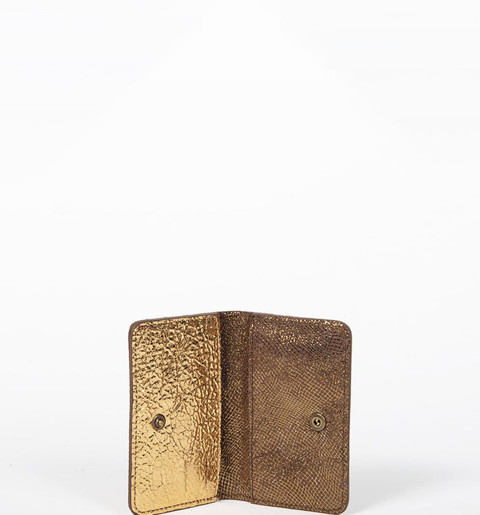 Antoinette Ameska Porte-carte BILBAO Lézard Cuivre/Craquelé Or