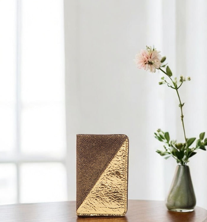 antoinette ameska Porte-carte BILBAO Lézard Cuivre/Craquelé Or