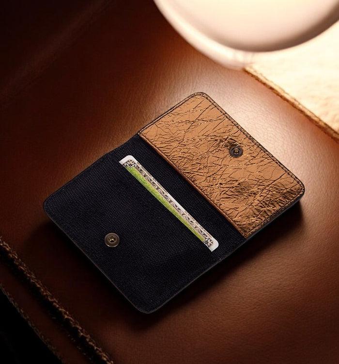 Antoinette Ameska Porte-carte BILBAO Lézard Noir/Craquelé Cuivre