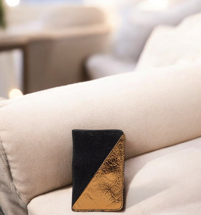 antoinette ameska Porte-carte BILBAO Lézard Noir/Craquelé Cuivre