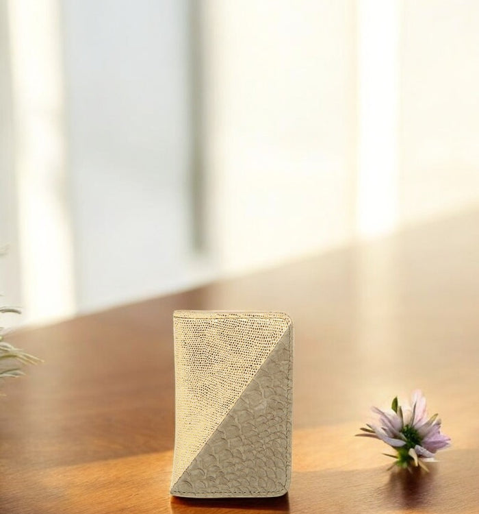 antoinette ameska Porte-carte BILBAO Lézard Or/Python Kaki