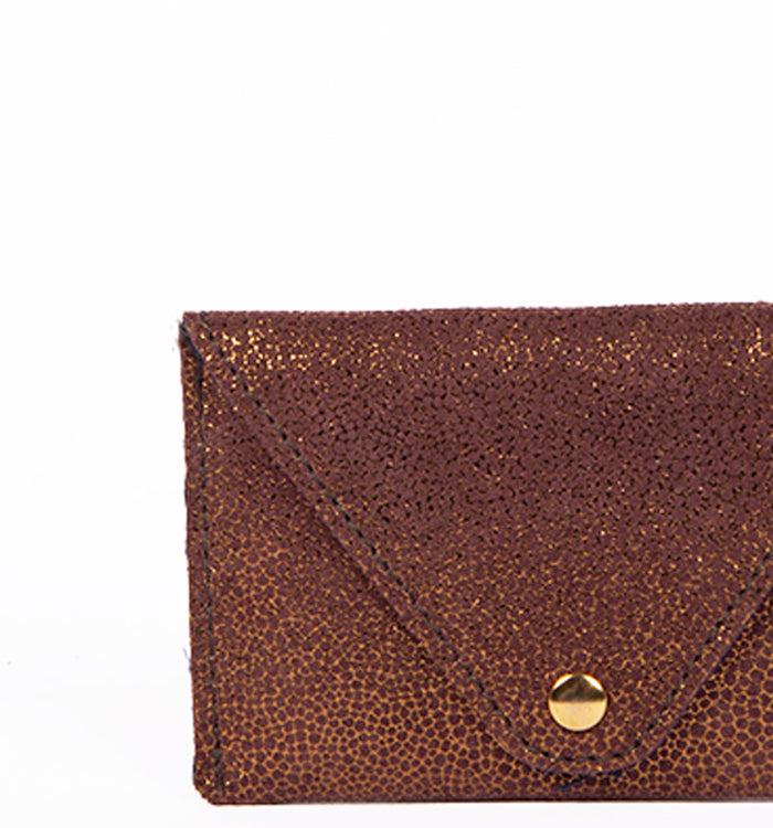 Antoinette Ameska Porte-carte FLORENCE Bordeaux Lézard Bronze