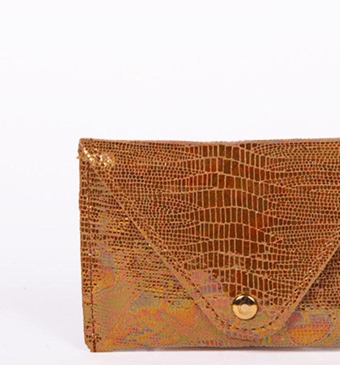 Antoinette Ameska Porte-carte FLORENCE Hologramme Moutarde