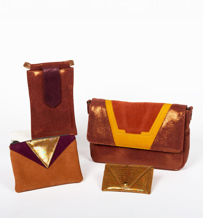 Antoinette Ameska Porte-carte FLORENCE Hologramme Moutarde