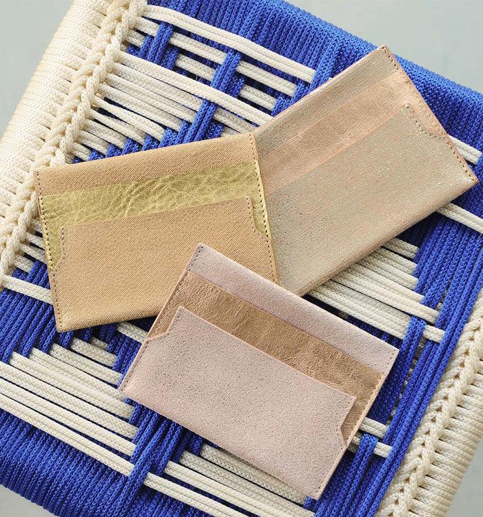 Antoinette Ameska Porte-carte LÉON Beige Argent/Métal Or