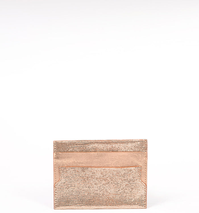 antoinette ameska Porte-carte LÉON Craquelé Rose/Métal Rose