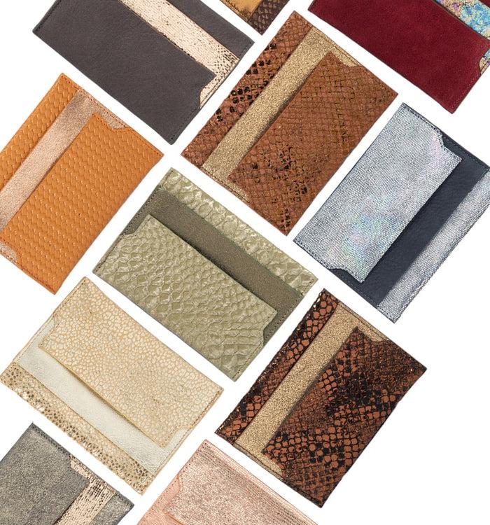 Antoinette Ameska Porte-carte LÉON Noir Craquelé/Paillette Or