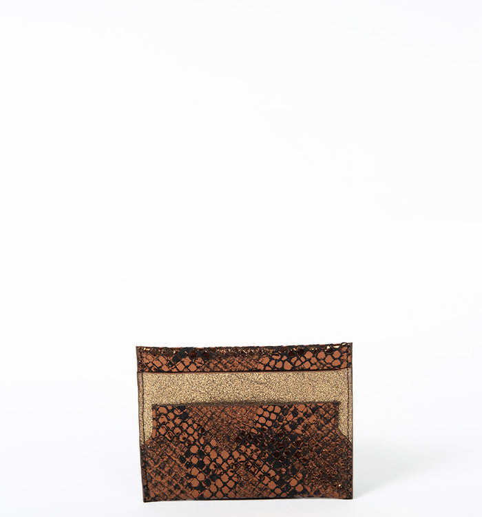 antoinette ameska Porte-carte LÉON Noir Craquelé/Paillette Or