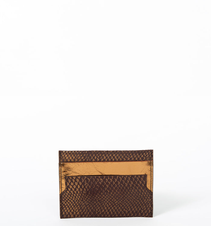 antoinette ameska Porte-carte LÉON Python/Métal Bronze