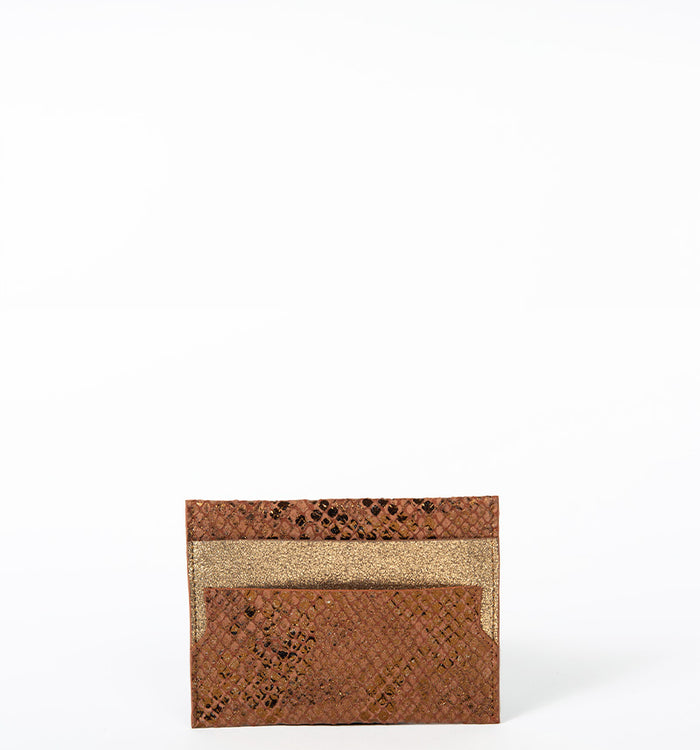 antoinette ameska Porte-carte LÉON Tabac Craquelé/Paillette Or