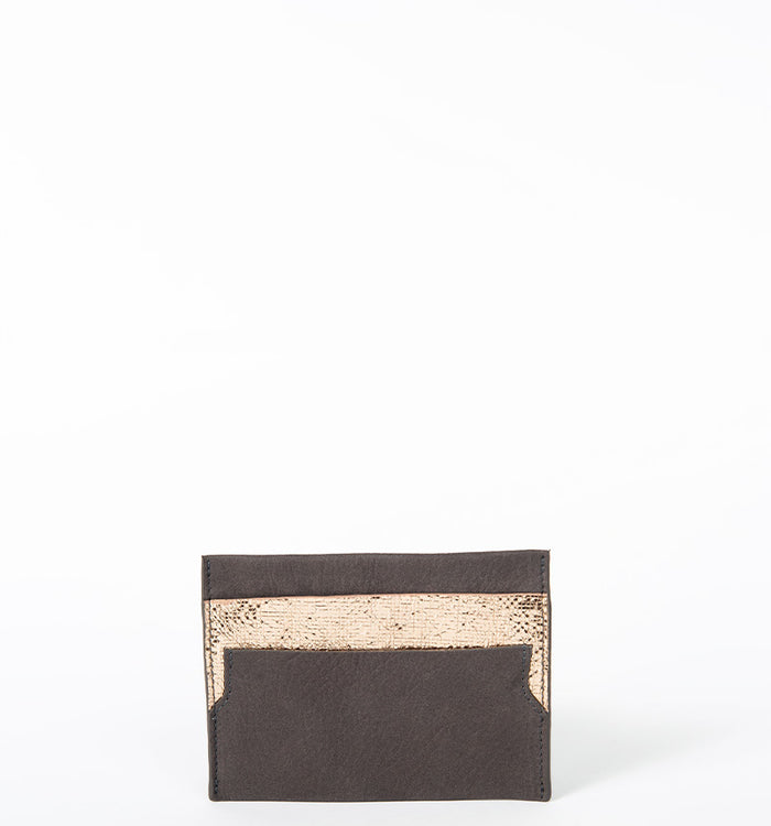 antoinette ameska Porte-carte LÉON Taupe Gris/Craquelé Argent